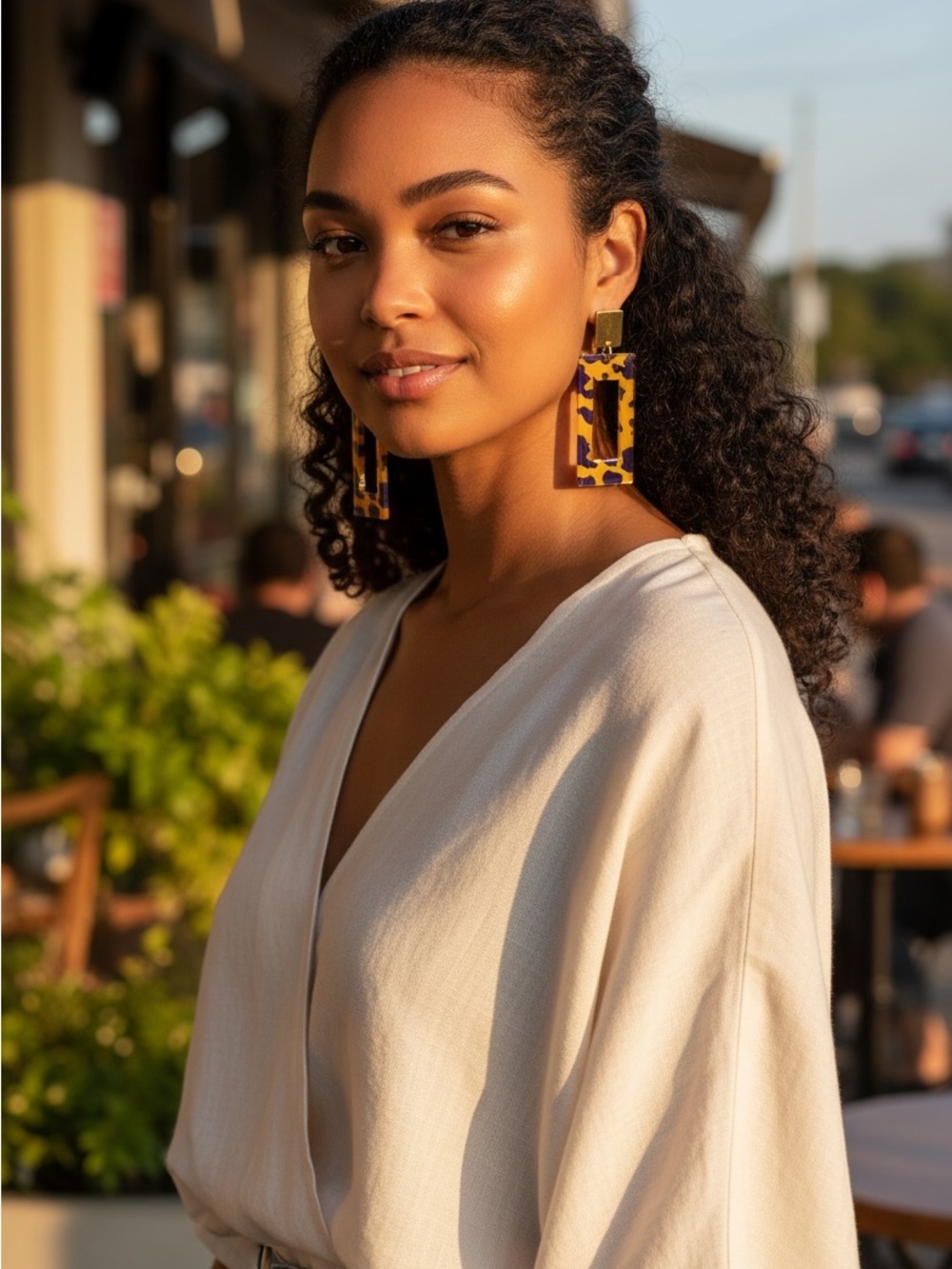 🆕 Plunder Leopard Print Rectangular Drop Earrings